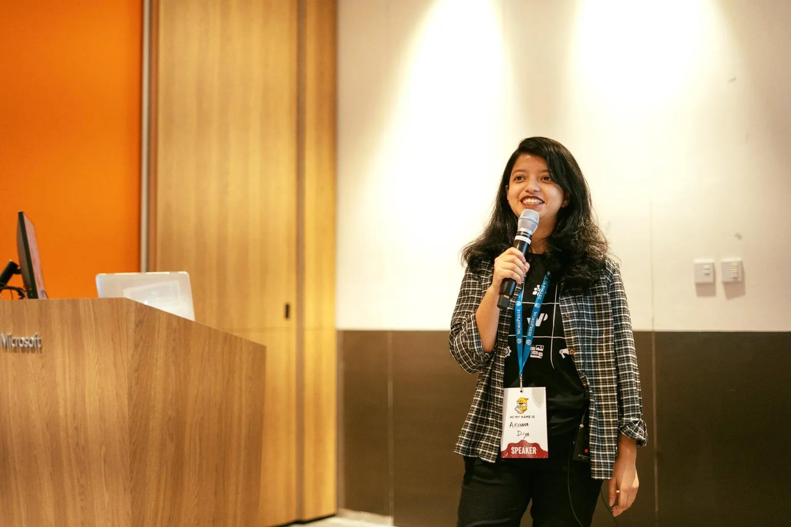 Afshana Diya speaking at WordCamp Singapore 2019 at Microsoft Singapore